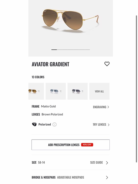 Ray-Ban m Classic Aviator Sunglasses - Brown Lenses